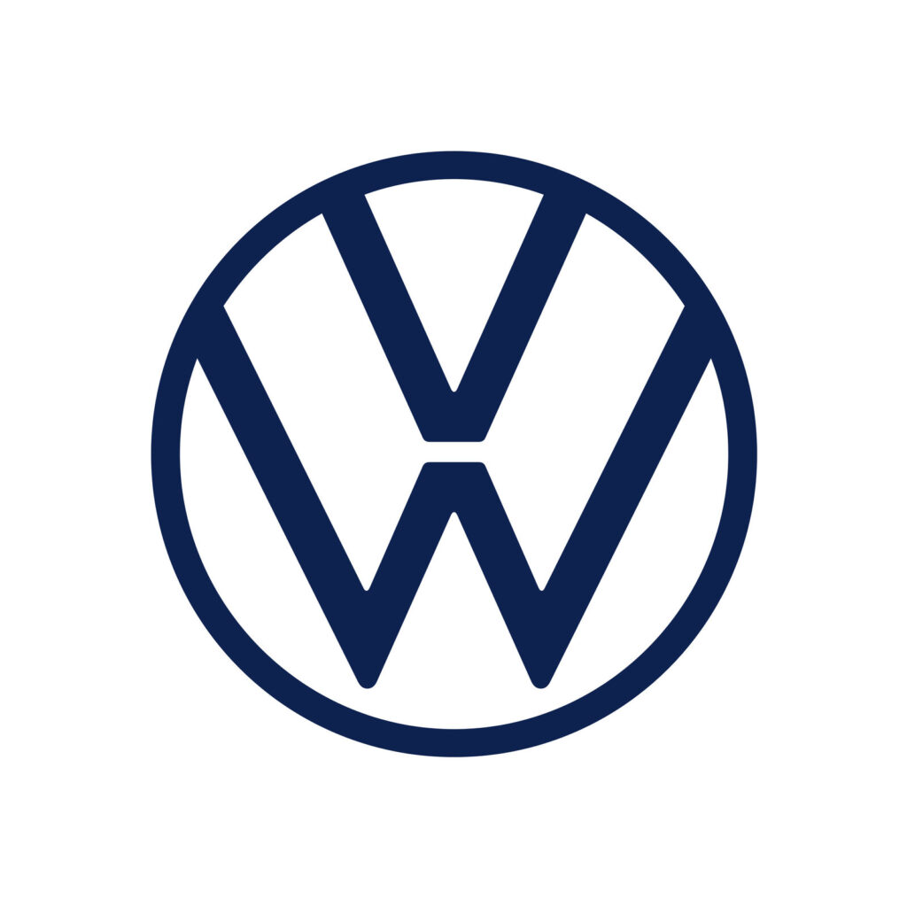 Das Volkswagen-Logo mit einem V und einem W innerhalb eines Kreises