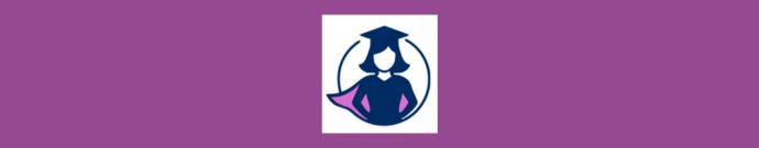 Ein Icon einer Frau mit Doktorhut und wehendem Cape