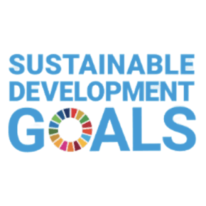 Schriftzug „Sustainable Development Goals“ mit dem farbigen Rad der siebzehn Ziele